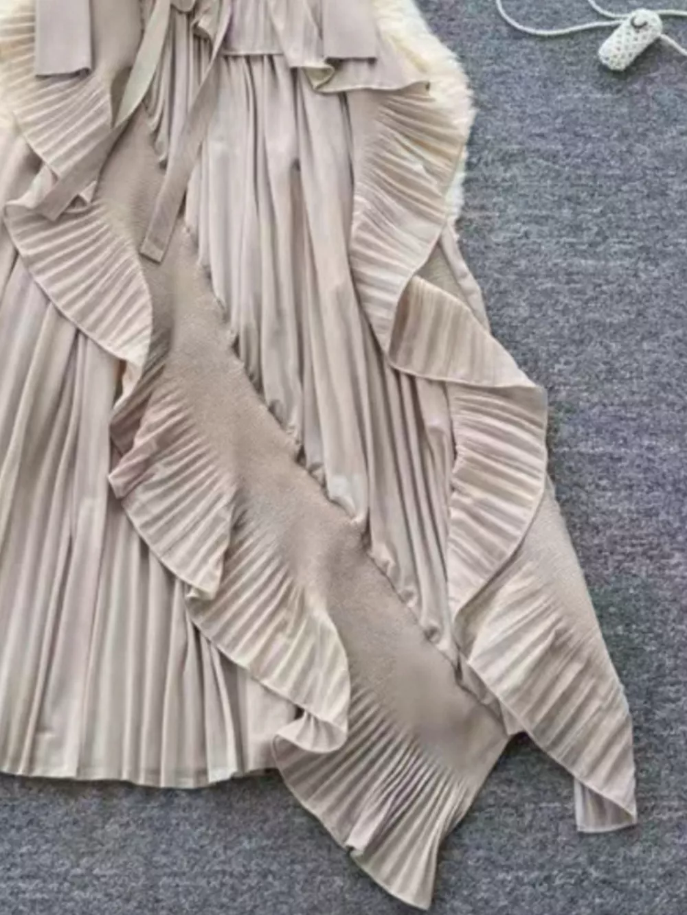 Ruffle Trim Pleated Midi Dress, image 2