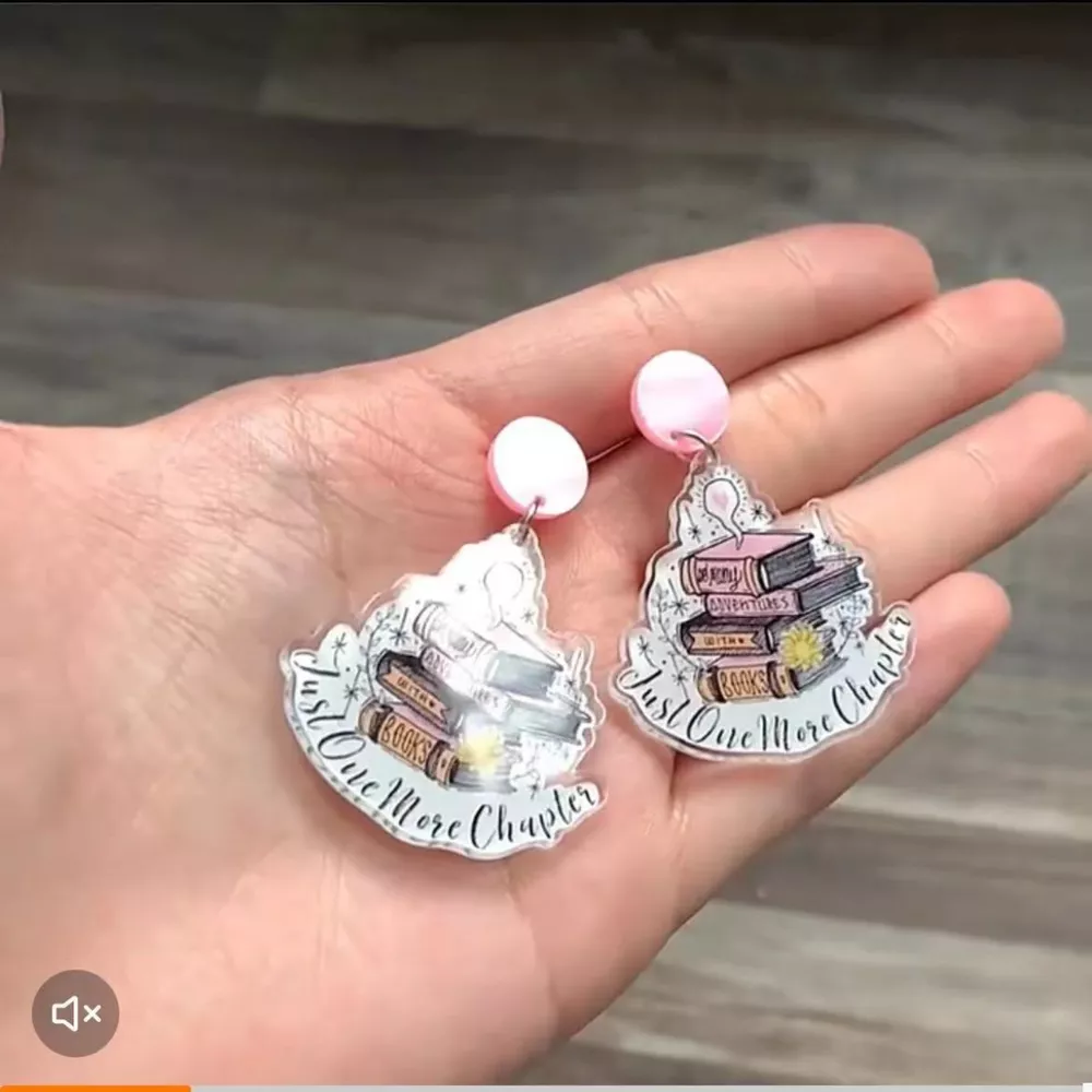 Book Stack Acrylic Drop Earrings, image 3