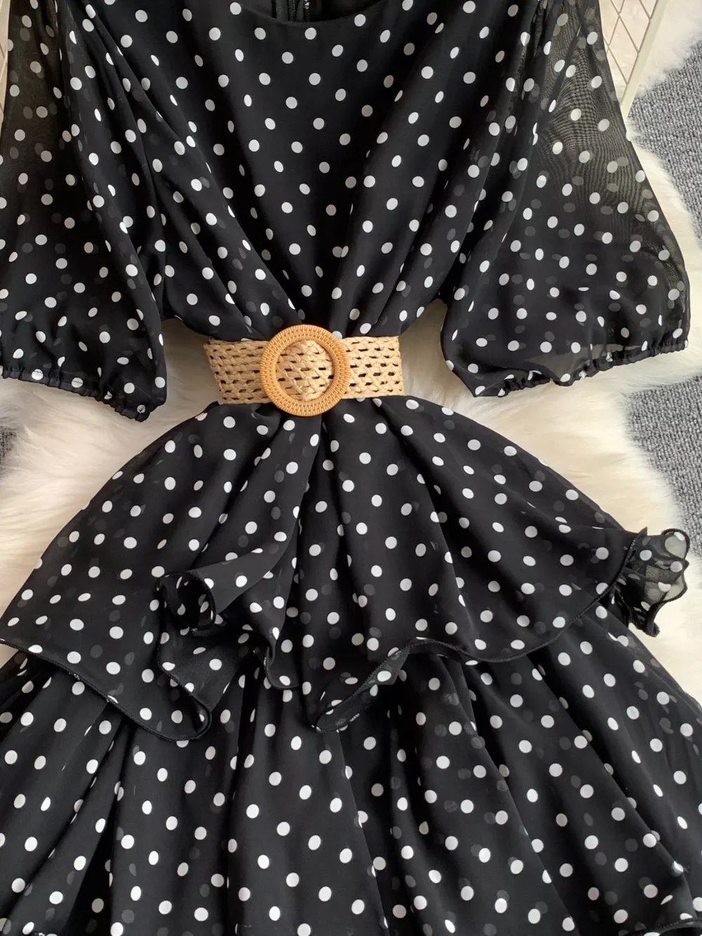 Polka Dot Ruffled Tiered Dress, image 11