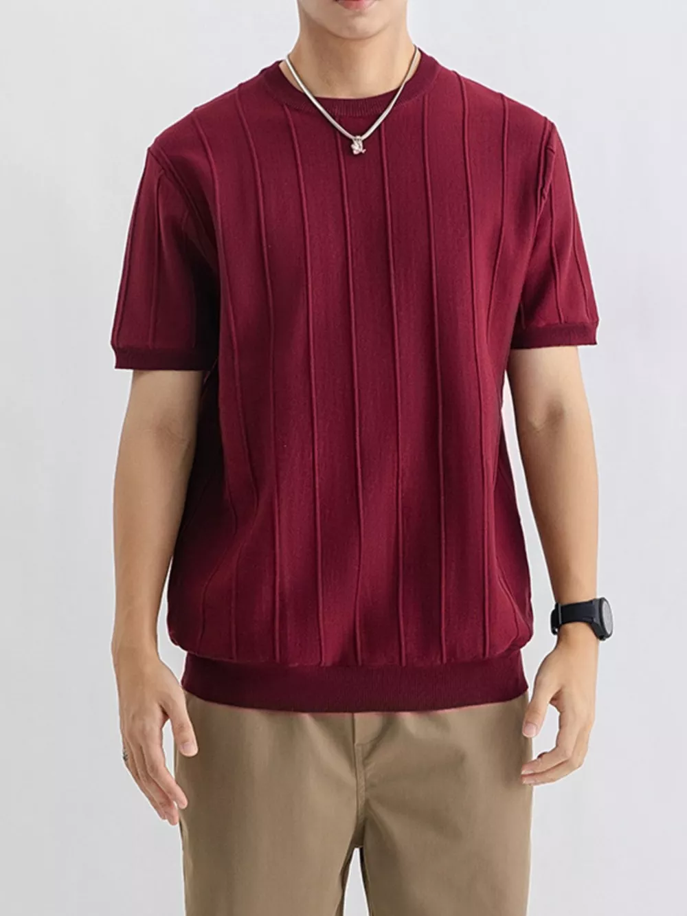 Men's Plus Size Textured Short Sleeve T-Shirt, image 10