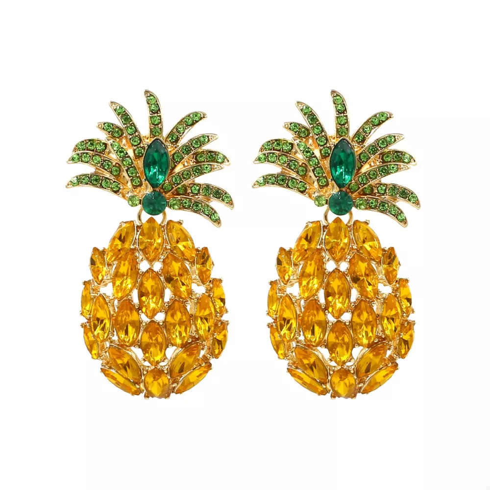 Pineapple Rhinestone Dangle Earrings, image 3