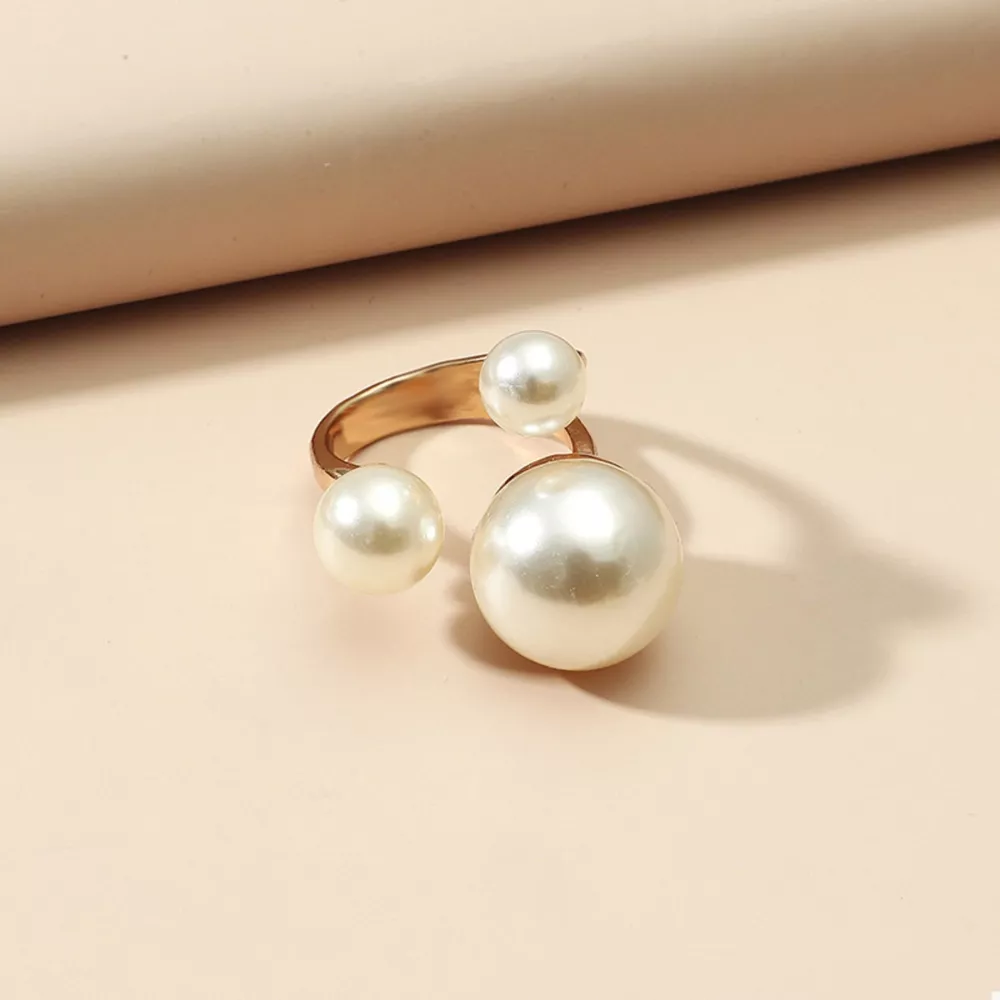 18K Gold-Plated Pearl Open Ring