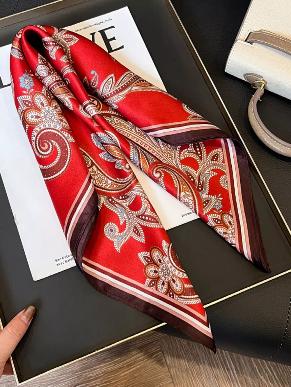 Vintage Paisley Silk Scarf, image 3