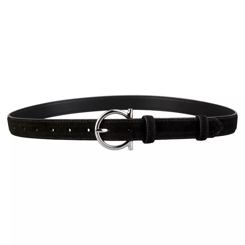 Leather Belt with Silver Buckle, image 3