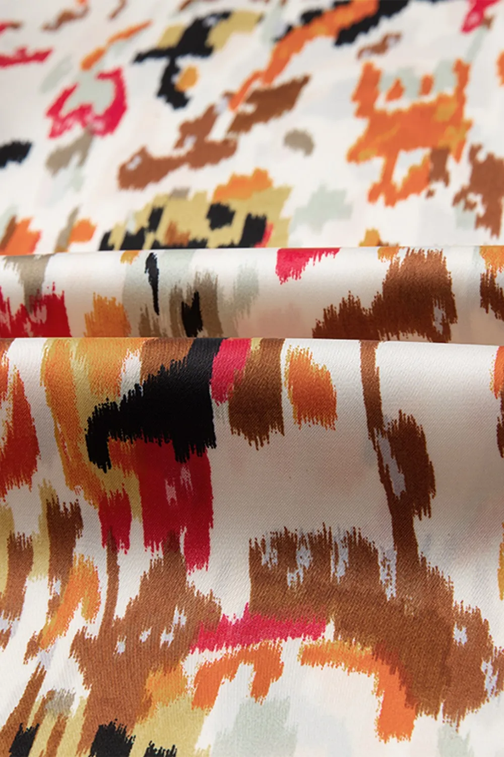 Abstract Print 3/4 Sleeve Ruffle Blouse, image 12
