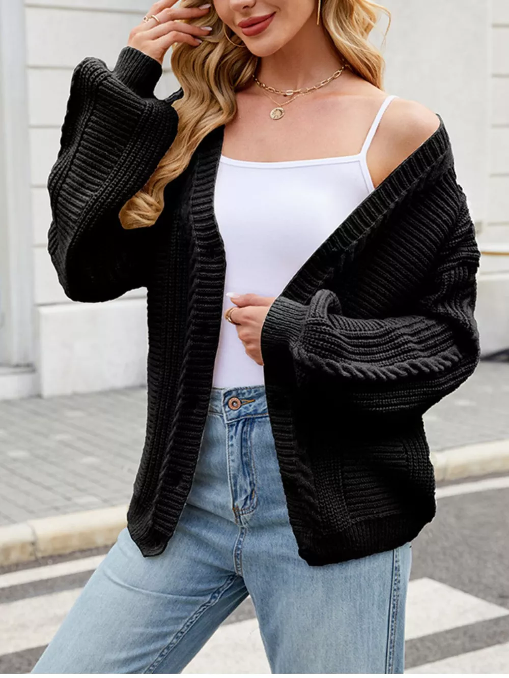 Cable Knit Button-Up Cardigan, image 10