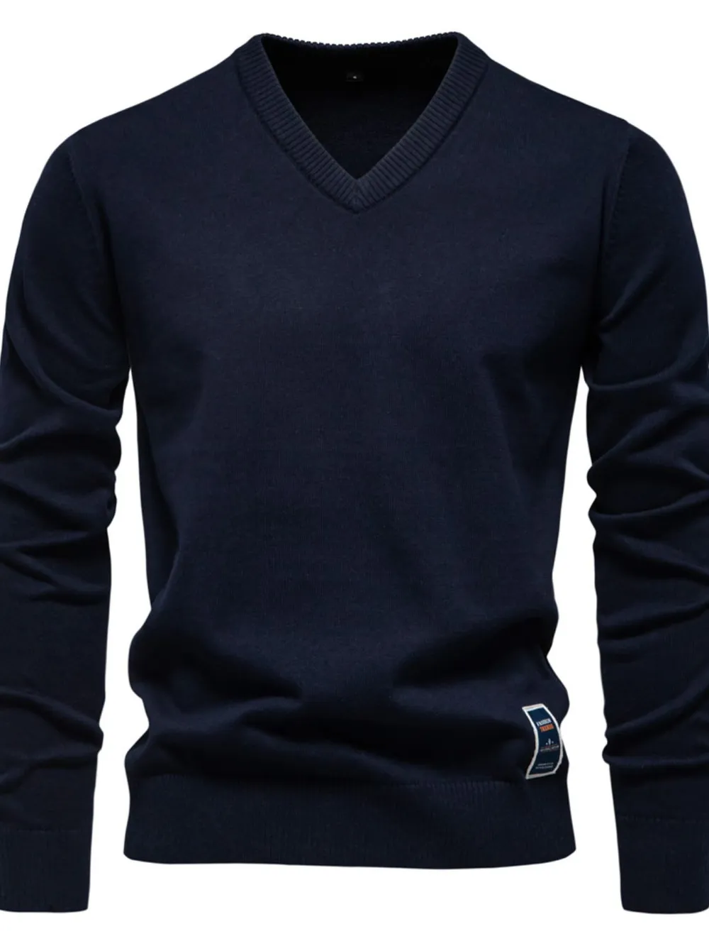Men's Ribbed Hem V-Neck Long Sleeve Sweater, image 4