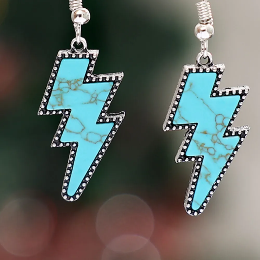 Artificial Turquoise Lightning Dangle Earrings, image 3