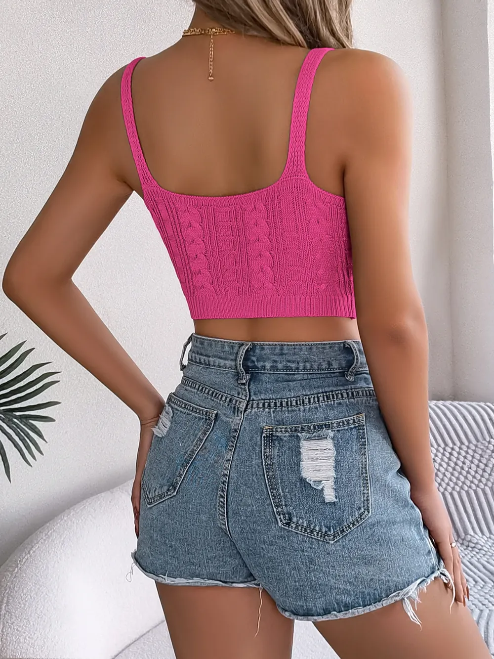 Cable-Knit Short Cami, image 3