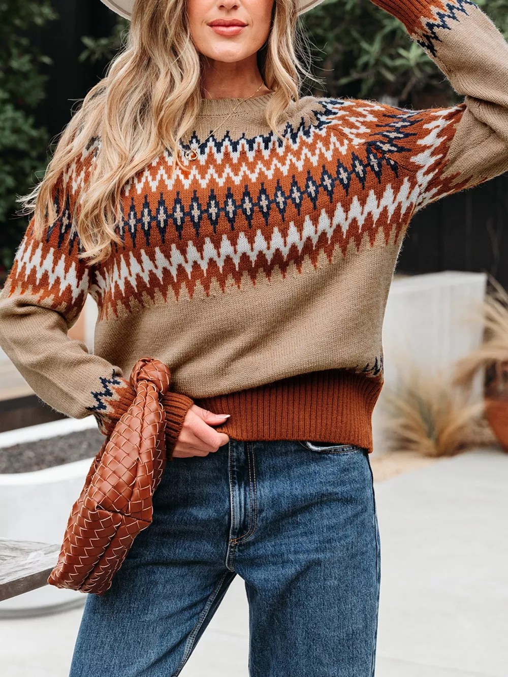 Color Block Crew Neck Sweater, image 7