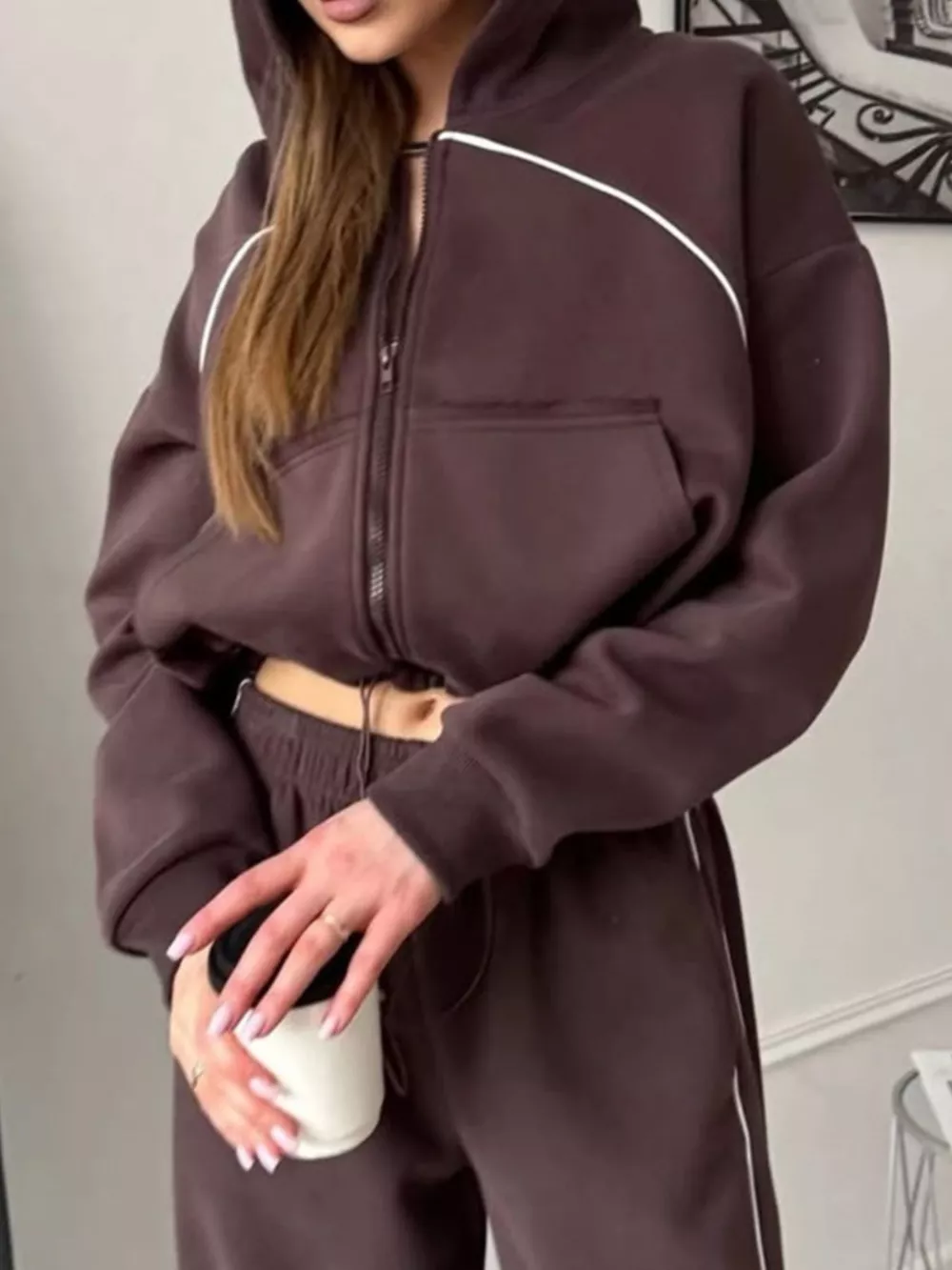 Fleece Zip-Up Hoodie and Joggers Set, image 16