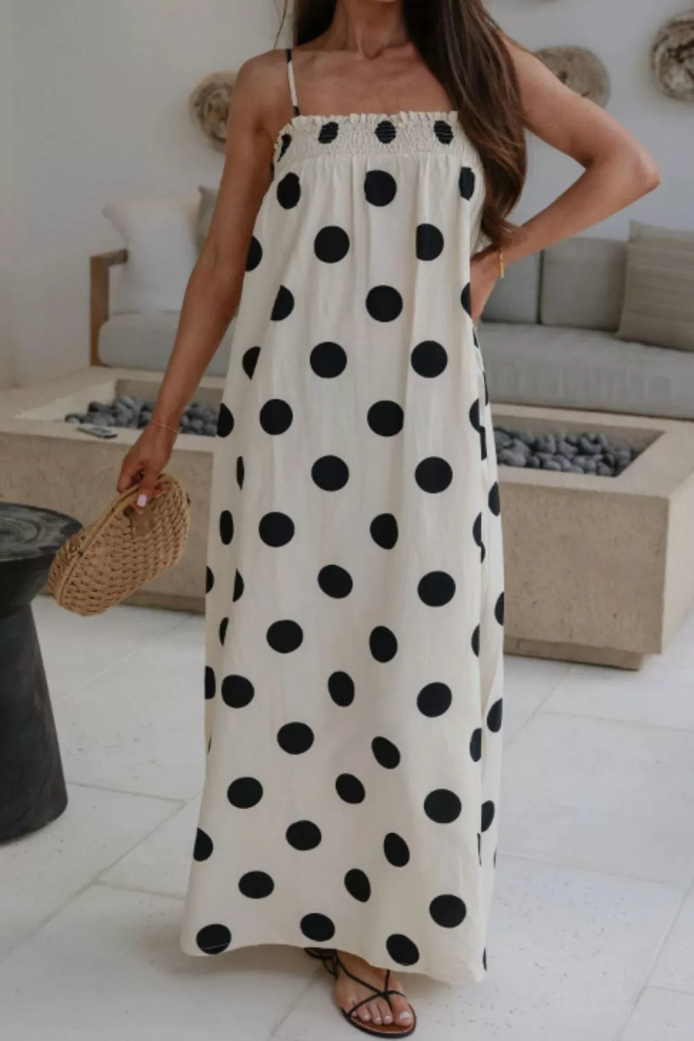 Polka Dot Spaghetti Straps Maxi Dress, image 4