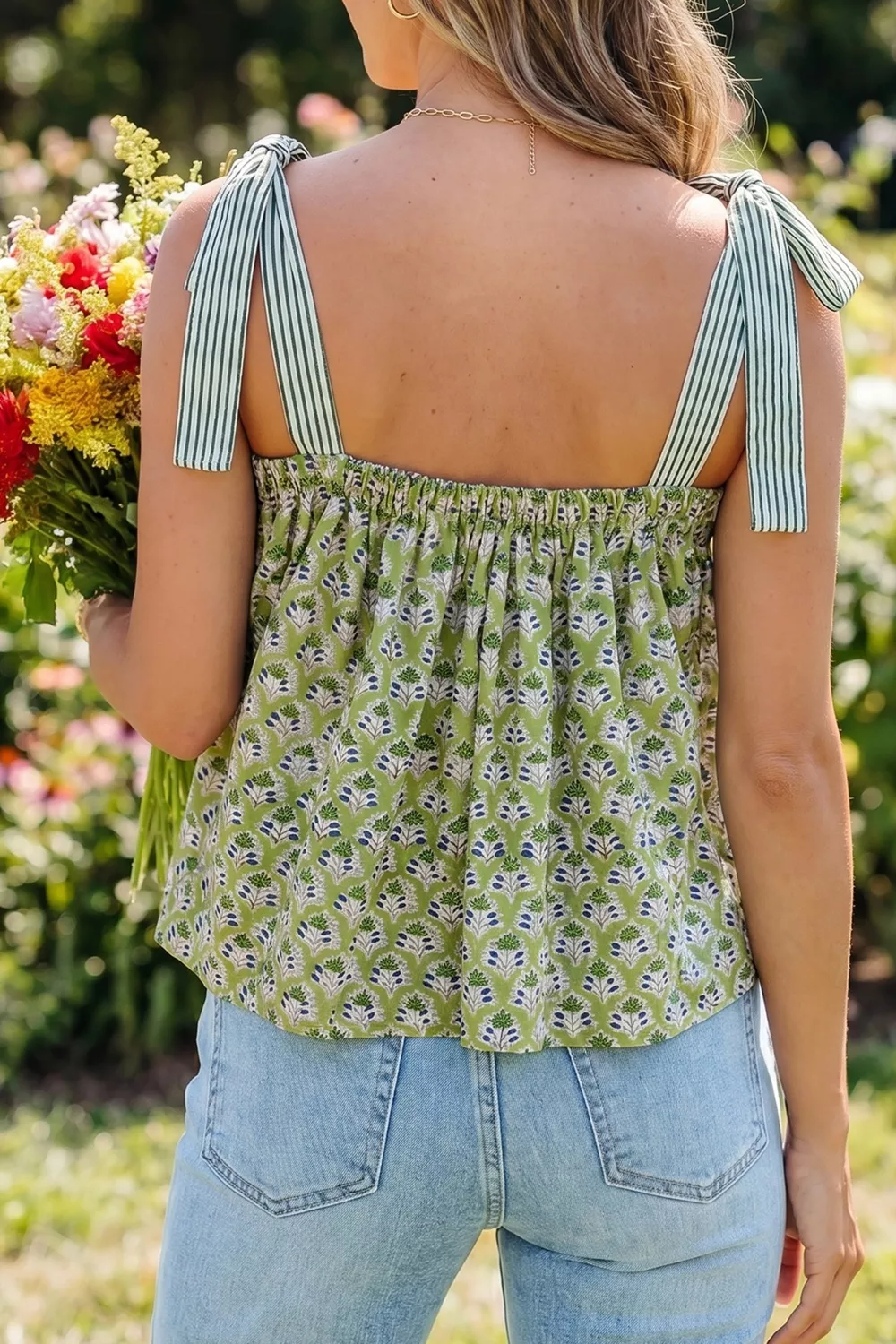 Tie-Strap Floral Print Tank, image 2