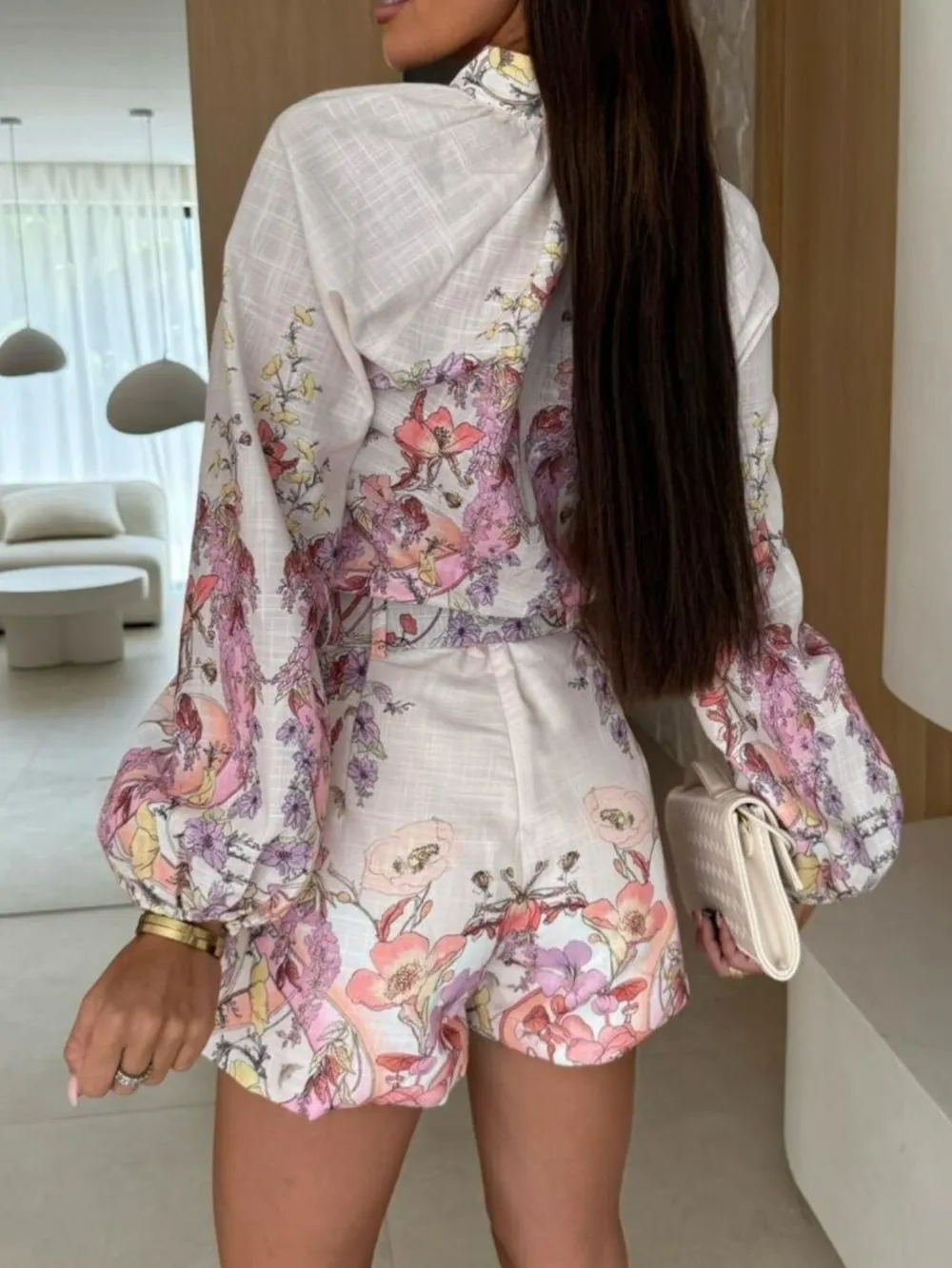Printed Long Sleeve Shirt and Shorts Set, image 8