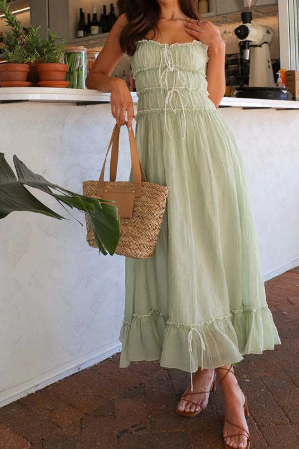Ruffled Hem Frill Midi Cami Dress, image 5