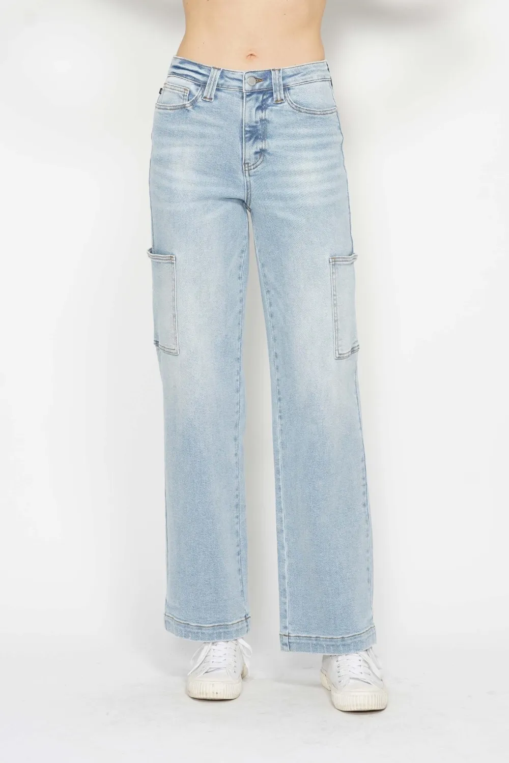 Full Size High Waist Straight Cargo Jeans