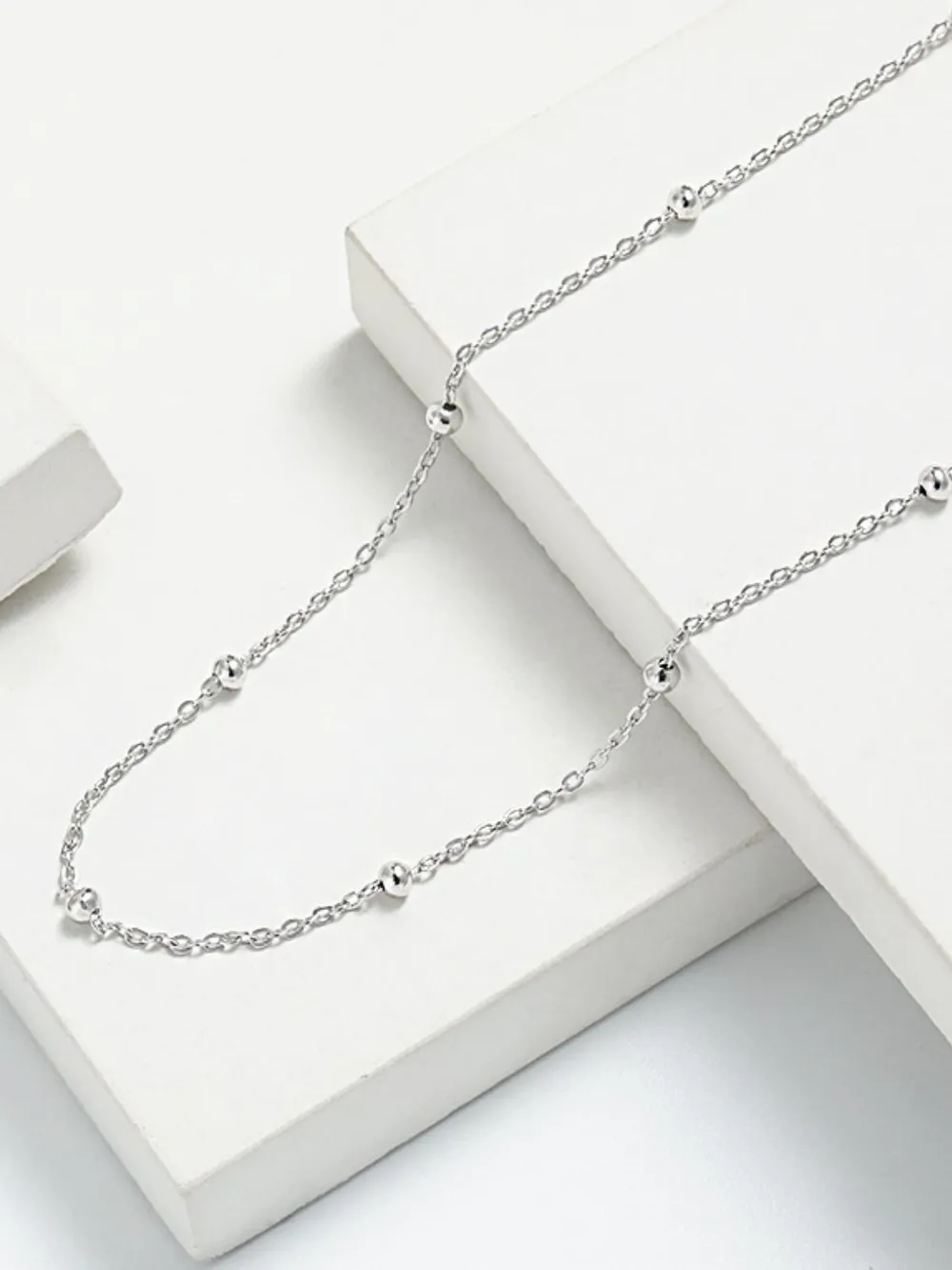925 Sterling Silver Beaded Necklace, image 4