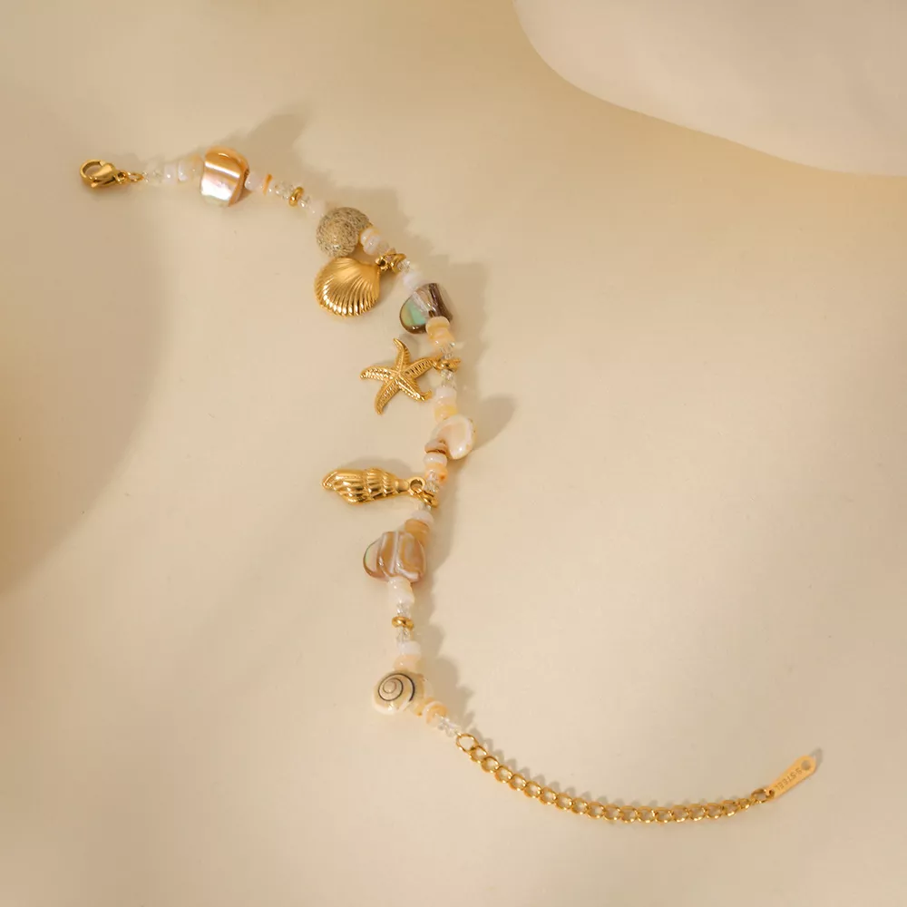 18K Gold-Plated Shell Charm Bracelet, image 6