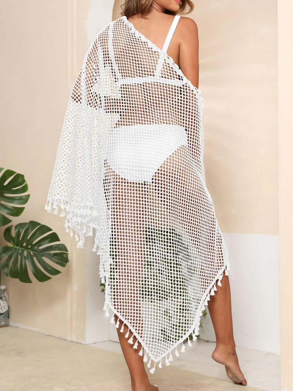 Tassel Openwork Open Front Cover-Up, image 15