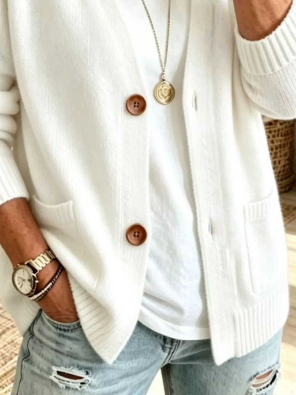 Full Size Button Up Raglan Sleeve Cardigan Plus Size, image 4