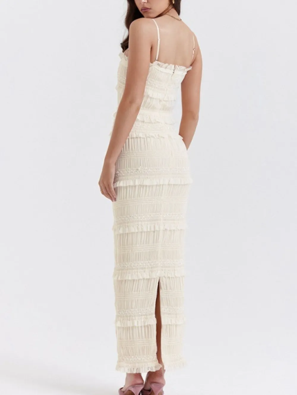 Frill Tiered Textured Maxi Cami Dress, image 3