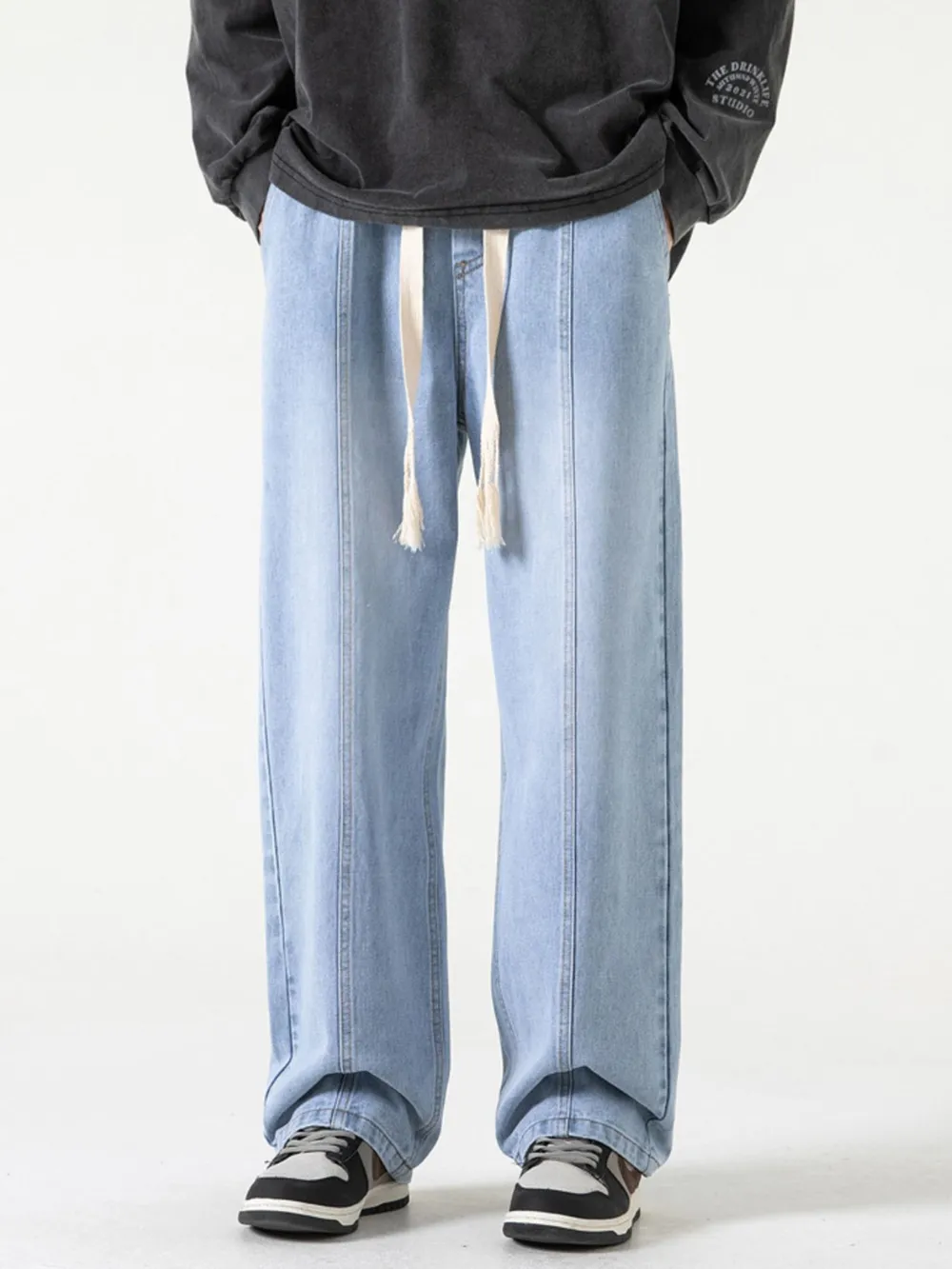 Men's Full Size Drawstring Wide Leg Jeans Plus Size, image 11
