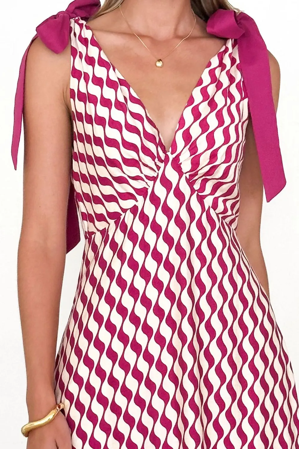 Printed V-Neck Tie Shoulder Midi Cami Dress, image 16