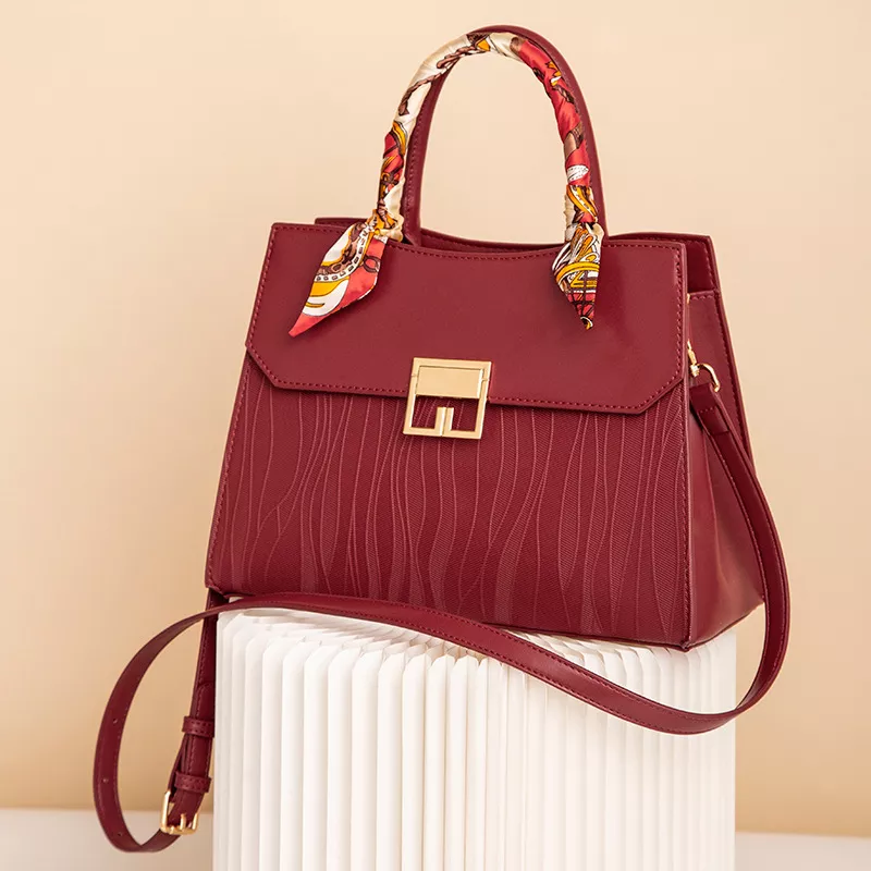 Scarf Decor Leather Handbag, image 5