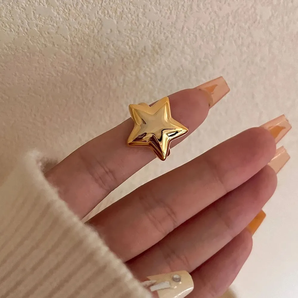 18K Gold-Plated Stainless Steel Star Ring, image 3