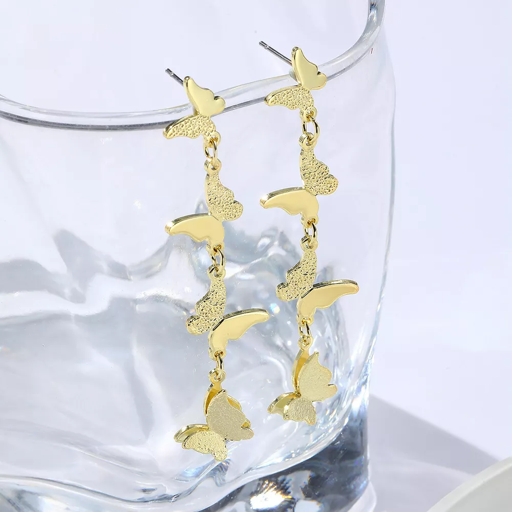 18K Gold-Plated Alloy Butterfly Earrings
