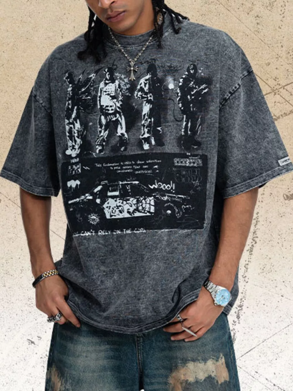 Men's Vintage Graphic Round Neck T-Shirt, image 3