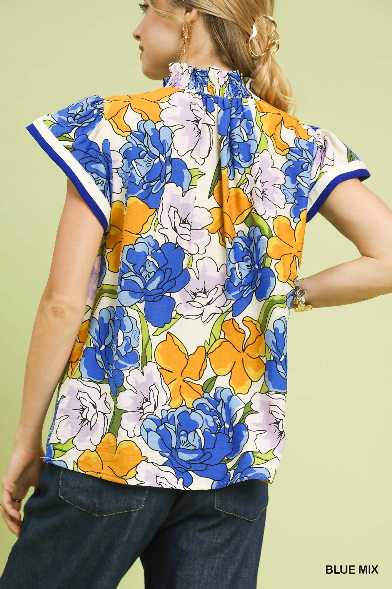 Floral Print Blouse with Contrast Trim, image 5