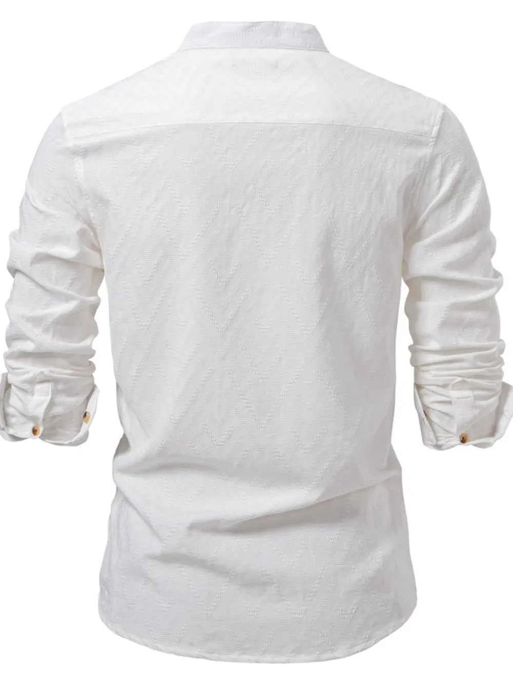 Men's Half Button Geometric Texture Collared Neck Shirt, image 5