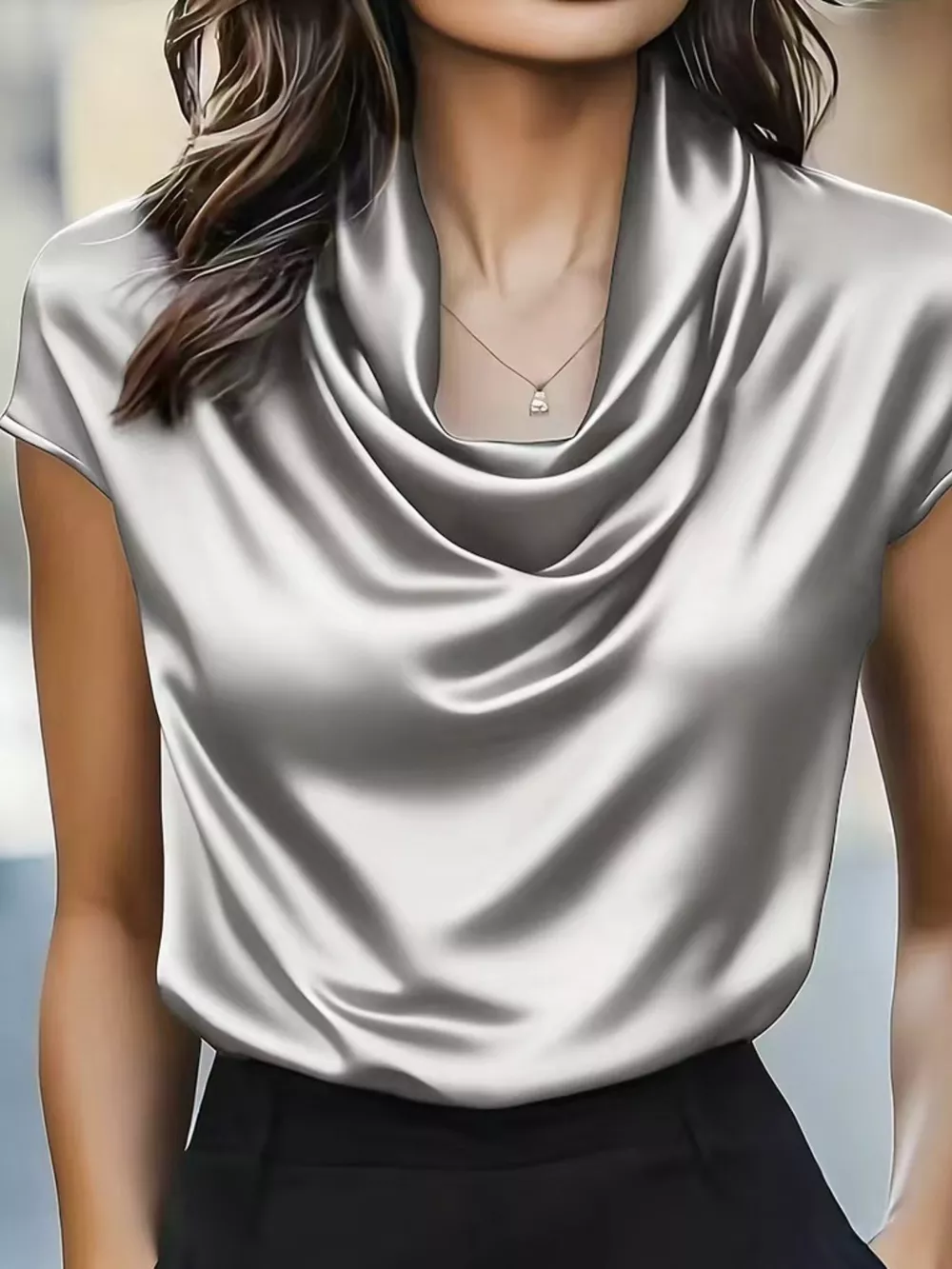 Satin Cowl Neck Blouse, image 10