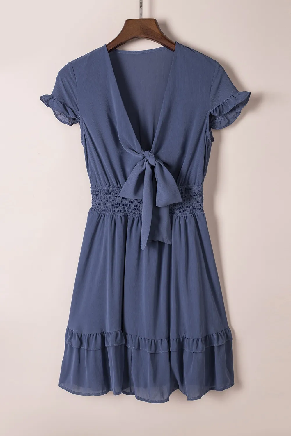 Tie-Front Mini Dress with Smocked Waist, image 16