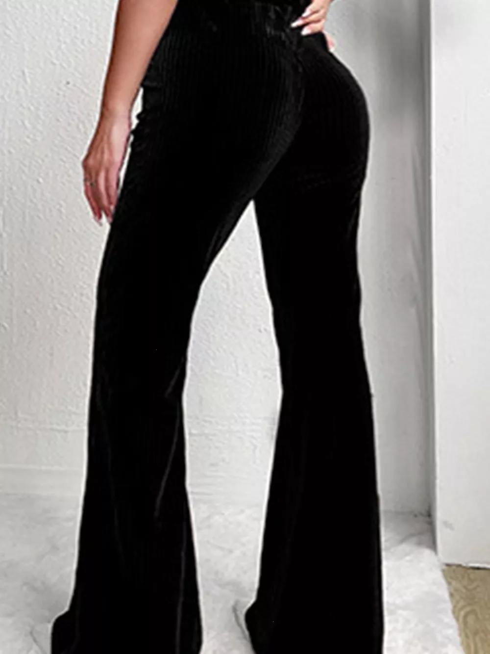 Full Size High-Waisted Velvet Flare Pants Plus Size, image 6