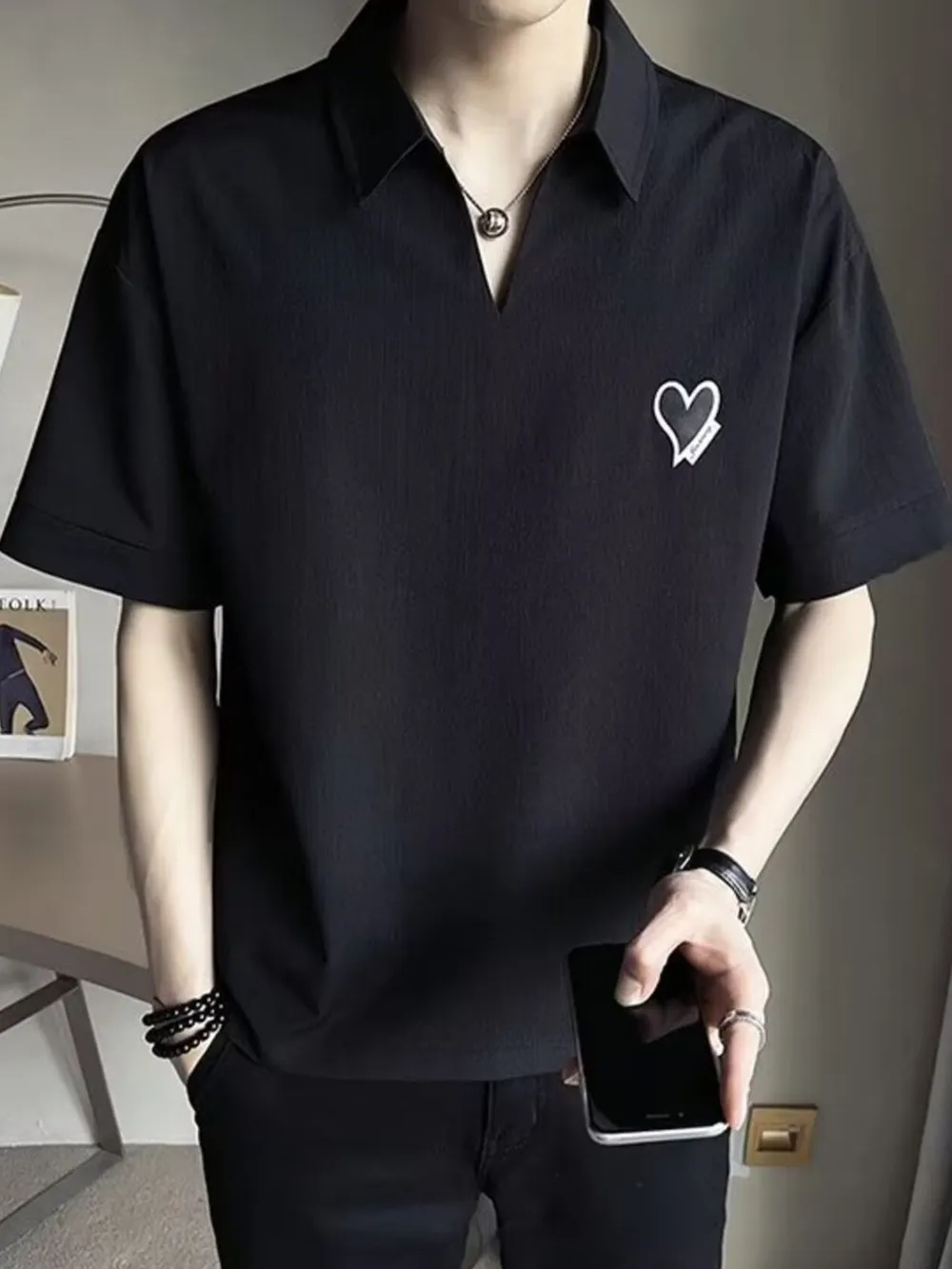 Men's Plus Size Classic Heart Logo Polo Shirt, image 3
