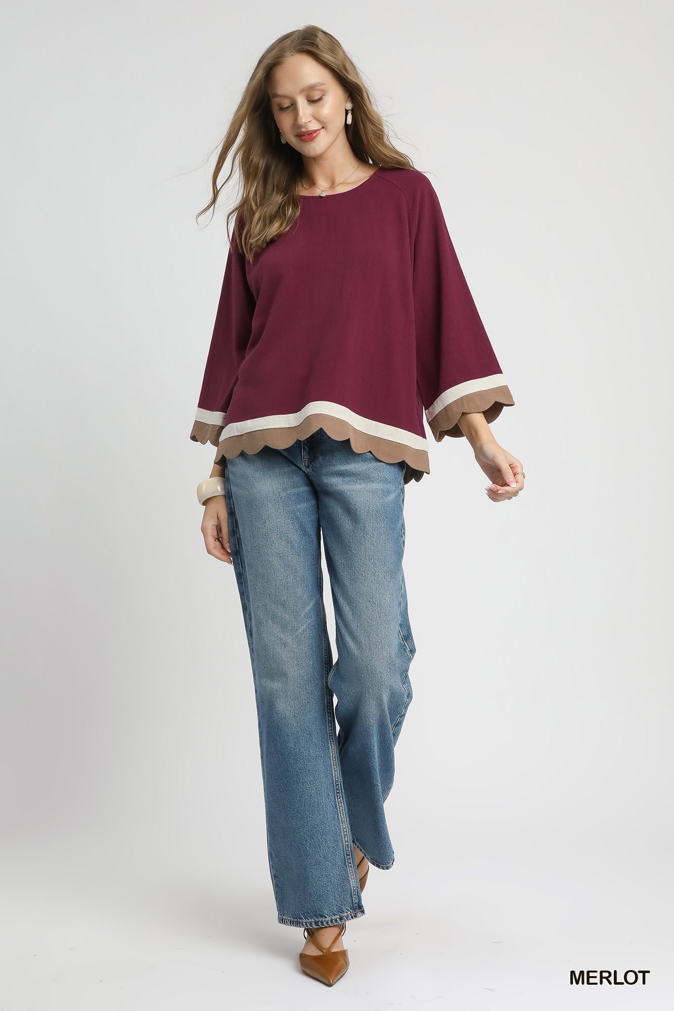 Scalloped Hem Color Block Top, image 5