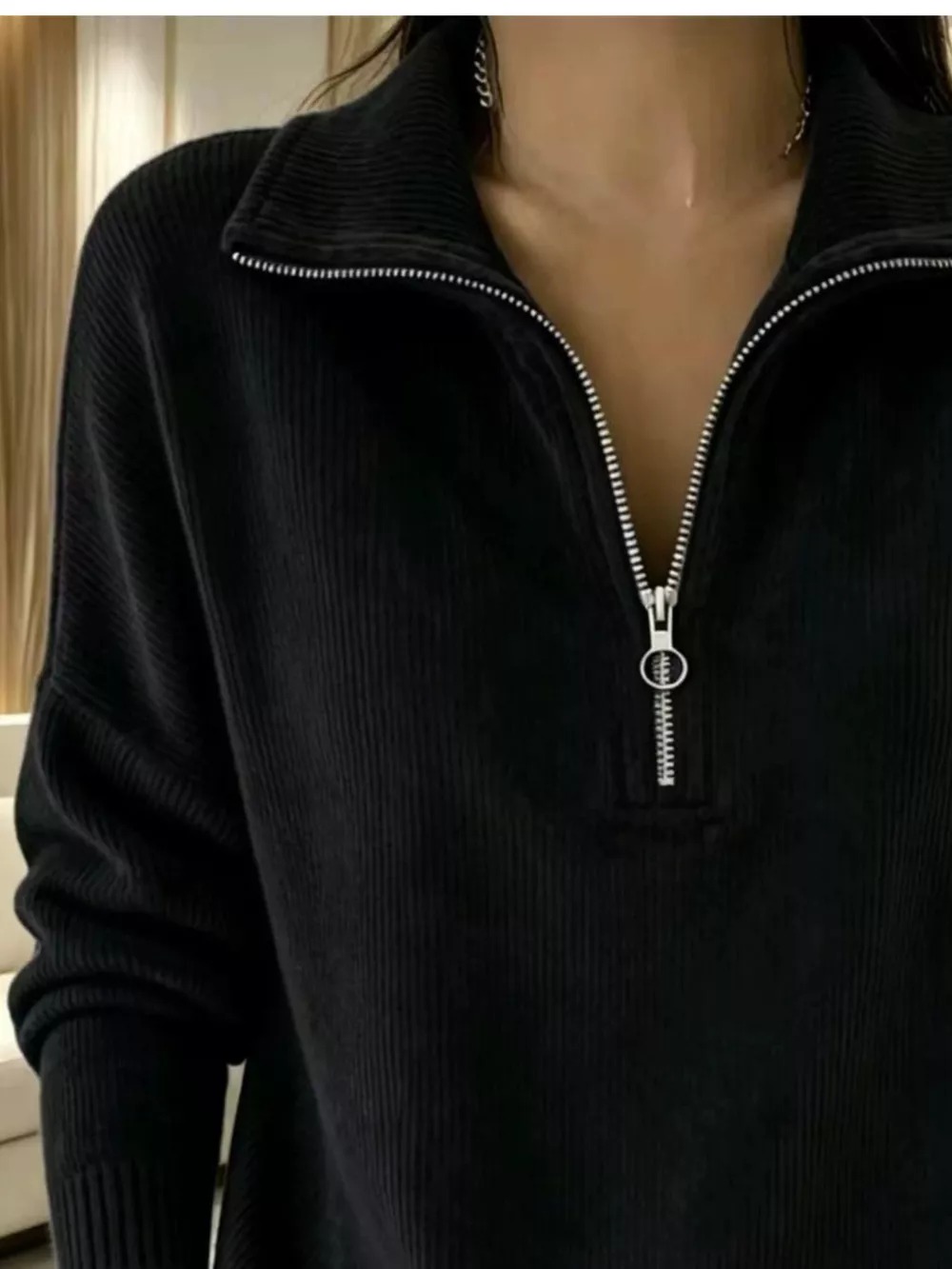 Full Size Corduroy Quarter-Zip Sweatshirt Plus Size, image 7