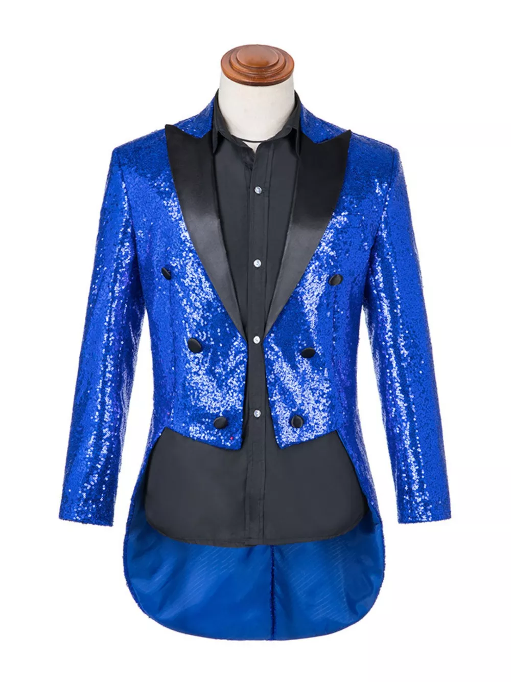 Men's Plus Size Sequin Button Up Long Sleeve Tailcoat Blazer, image 7