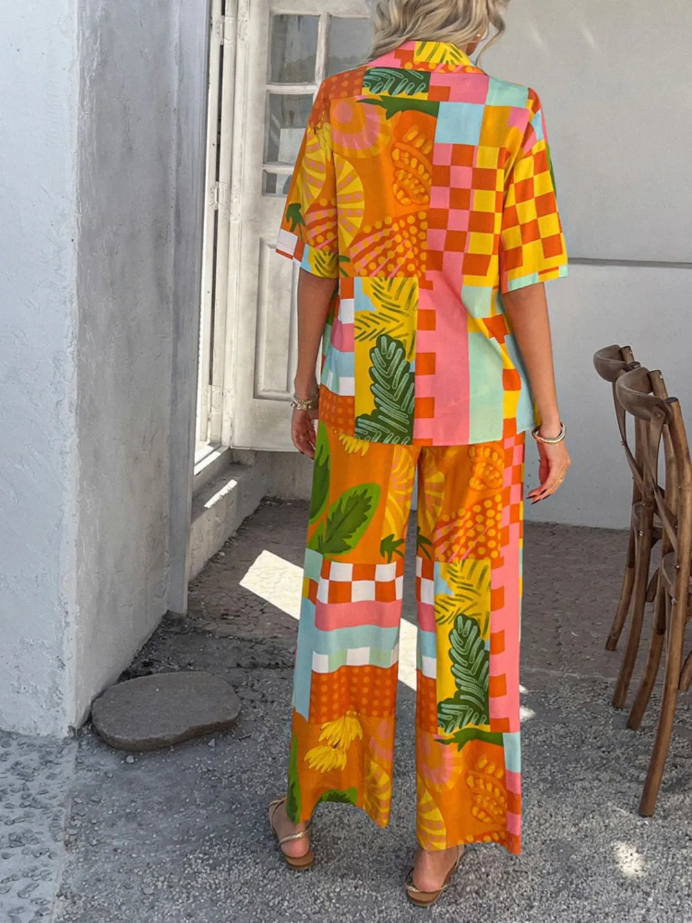 Printed Button Down Shirt and Pants Set, image 19