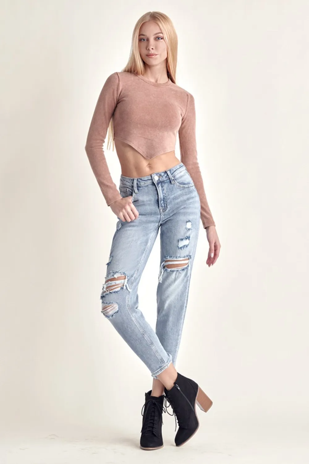 Distressed Slim Cropped Jeans, image 4