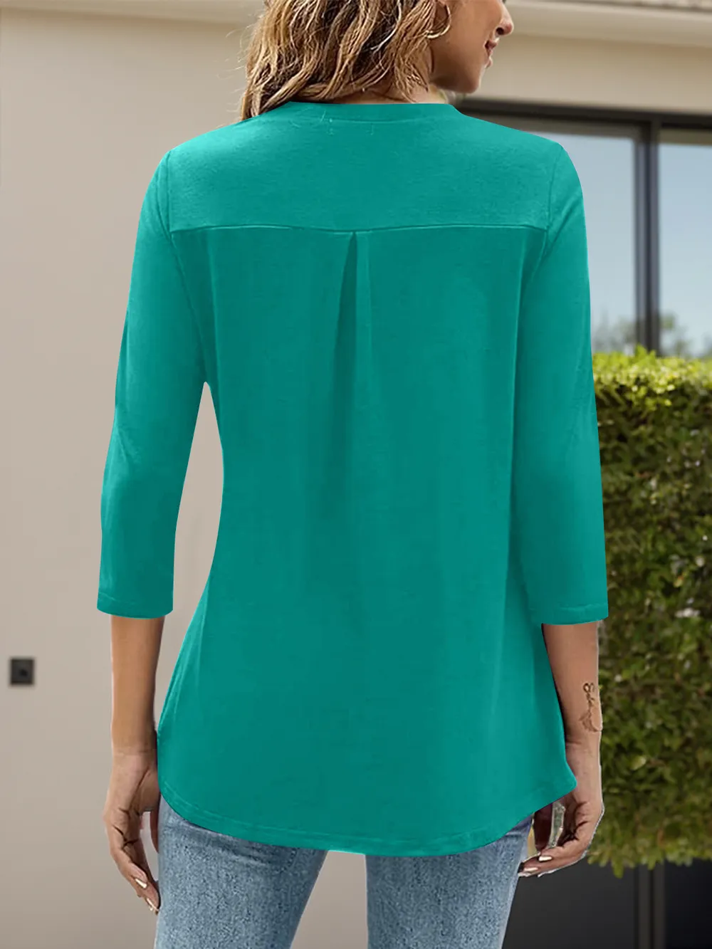 Notched Three-Quarter Sleeve T-Shirt, image 11