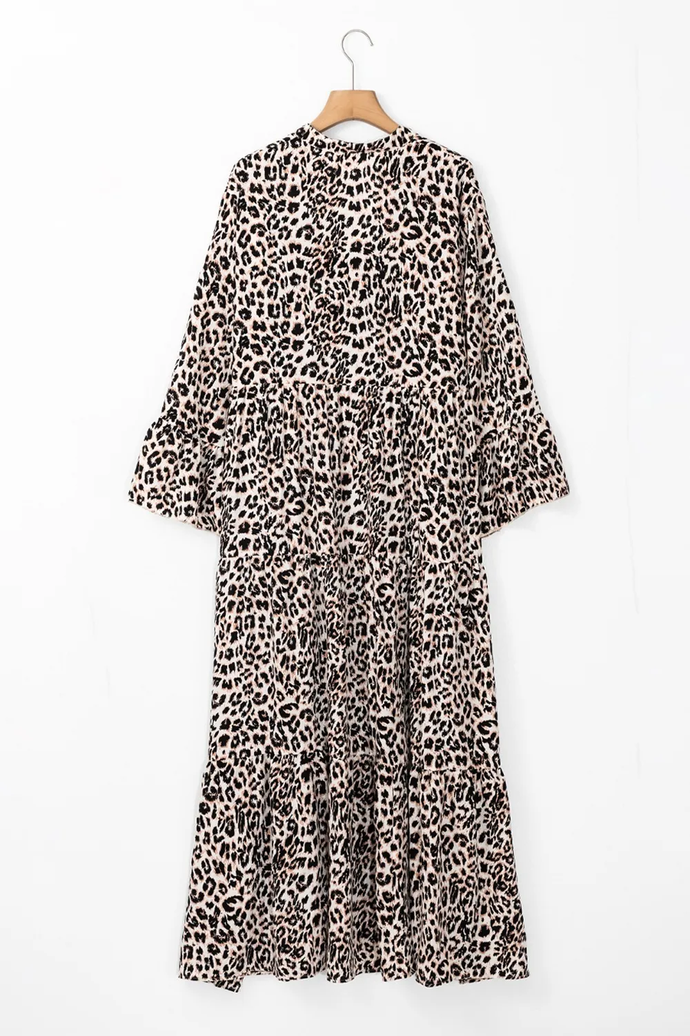 Leopard Notched Long Sleeve Maxi Dress, image 6