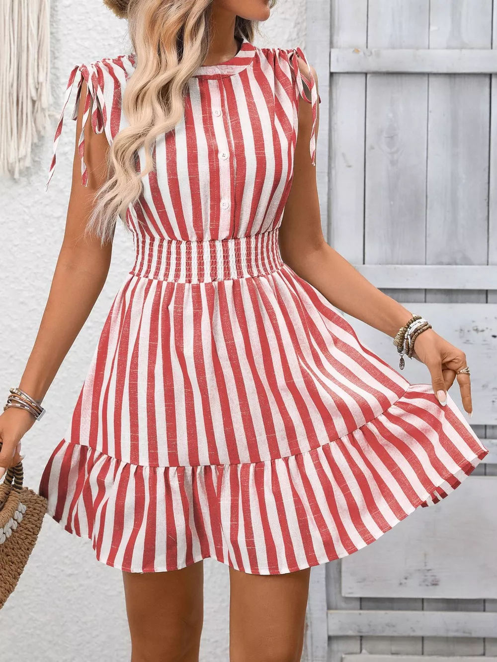 Striped Ruffle Hem Summer Dress, image 8