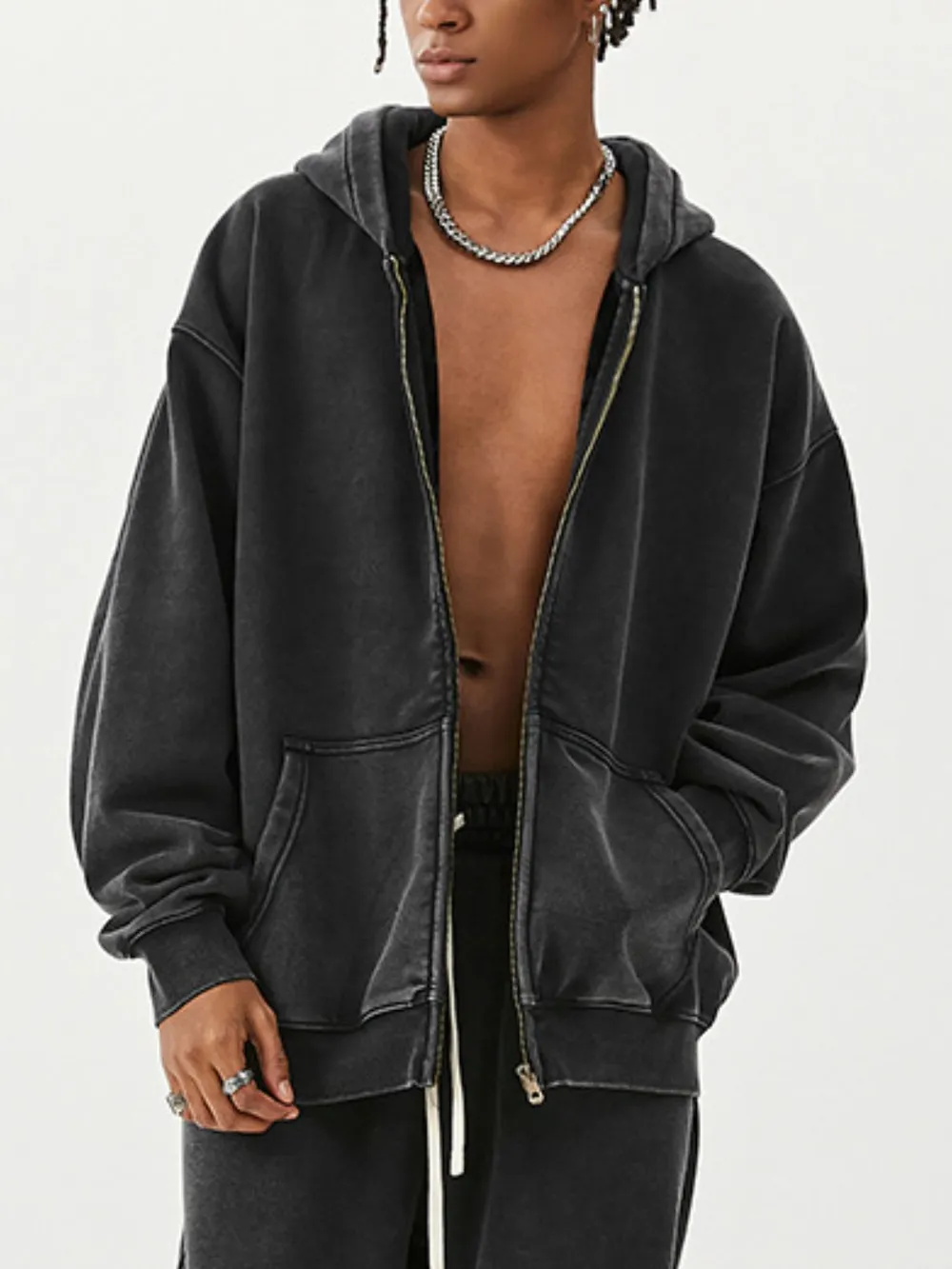Men's Zip Up Long Sleeve Hoodie, image 2