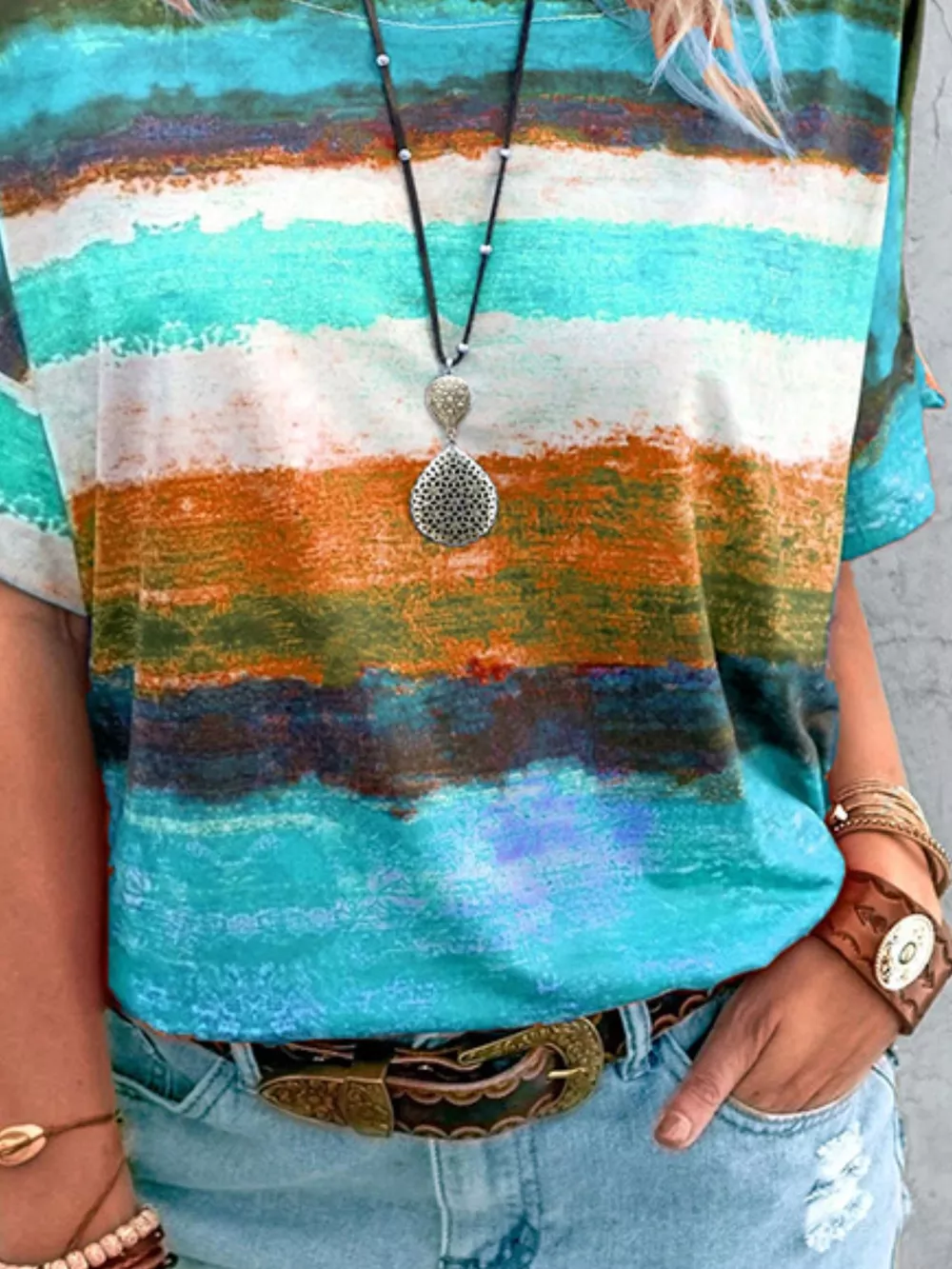 Contrast Round Neck Casual T-Shirt, image 12