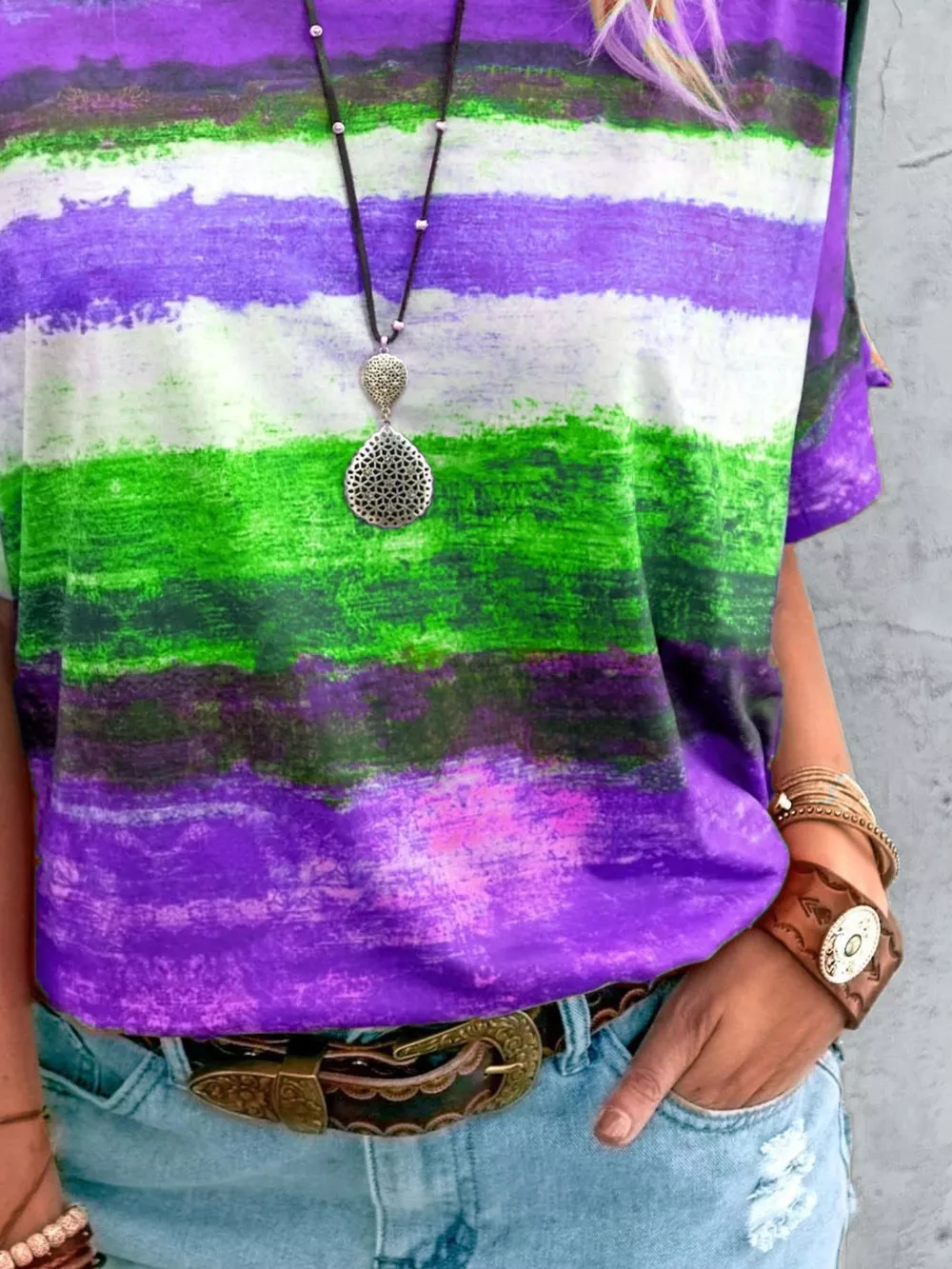 Contrast Round Neck Casual T-Shirt, image 15