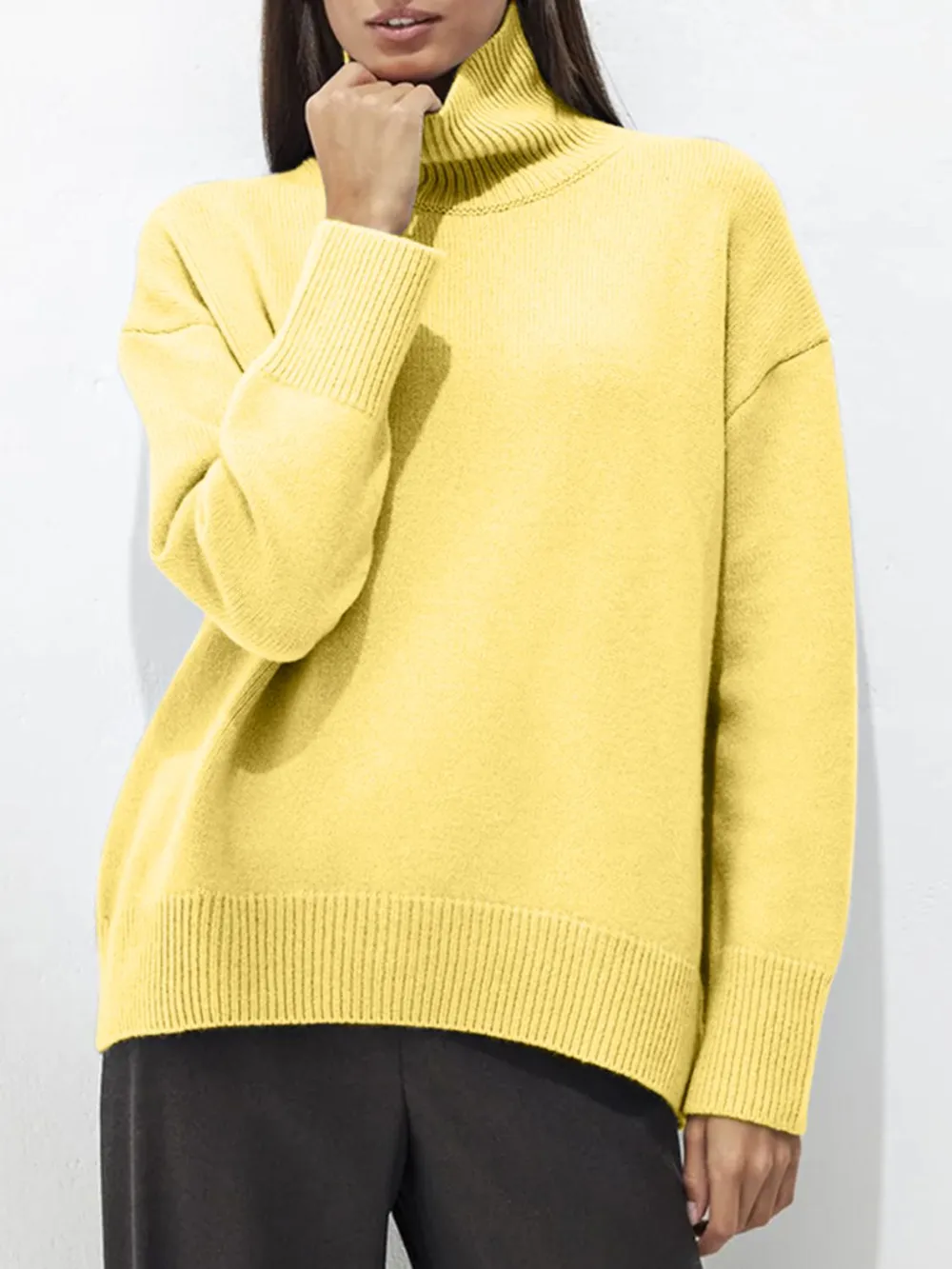 Turtleneck Drop Shoulder Long Sleeve Sweater, image 18