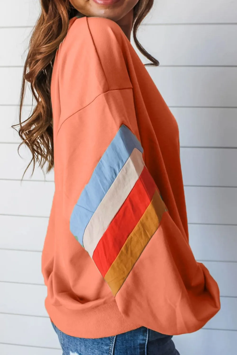 Contrast Round Neck Long Sleeve Sweatshirt, image 4